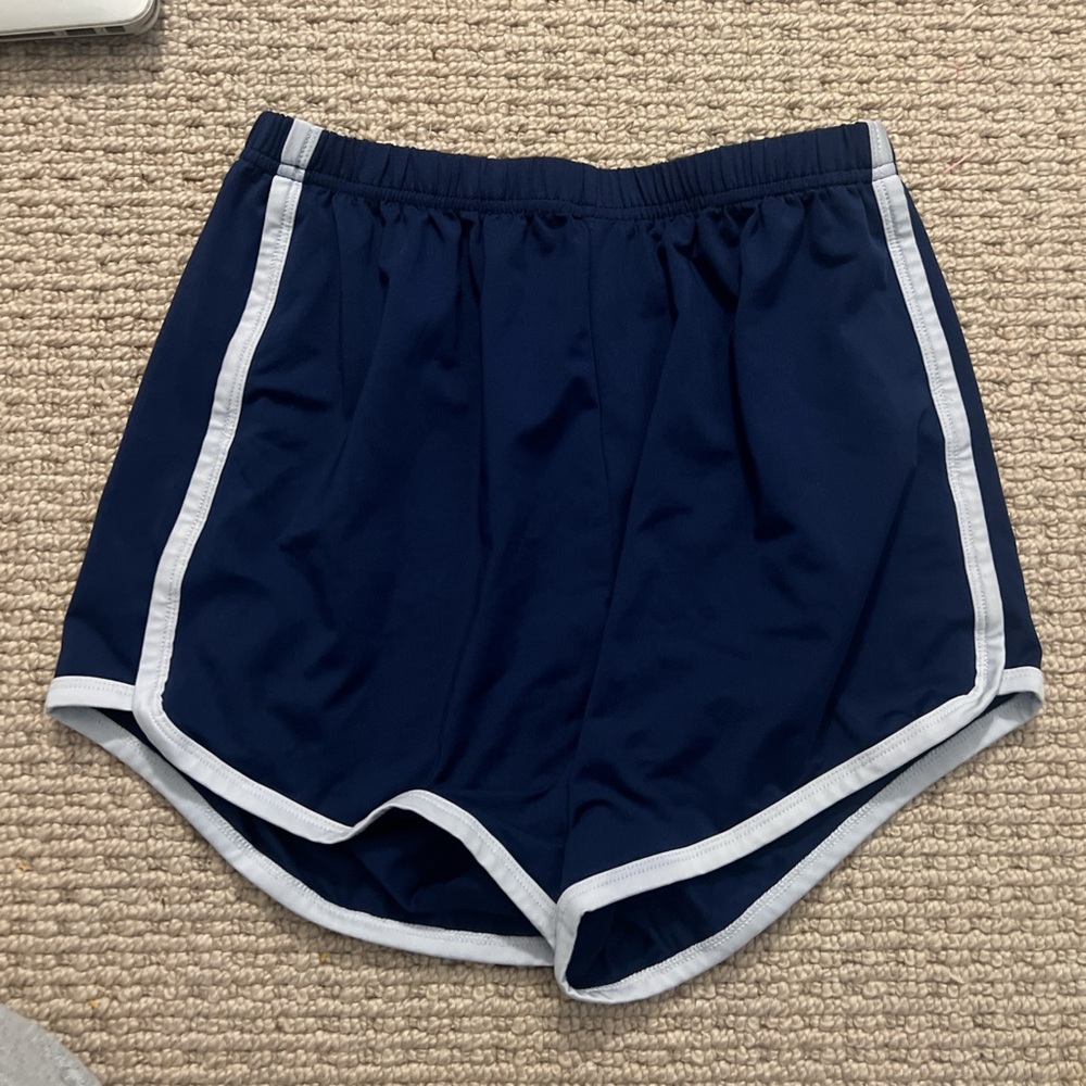 SHEIN Blue and White Athletic Shorts with Dolphin Hem